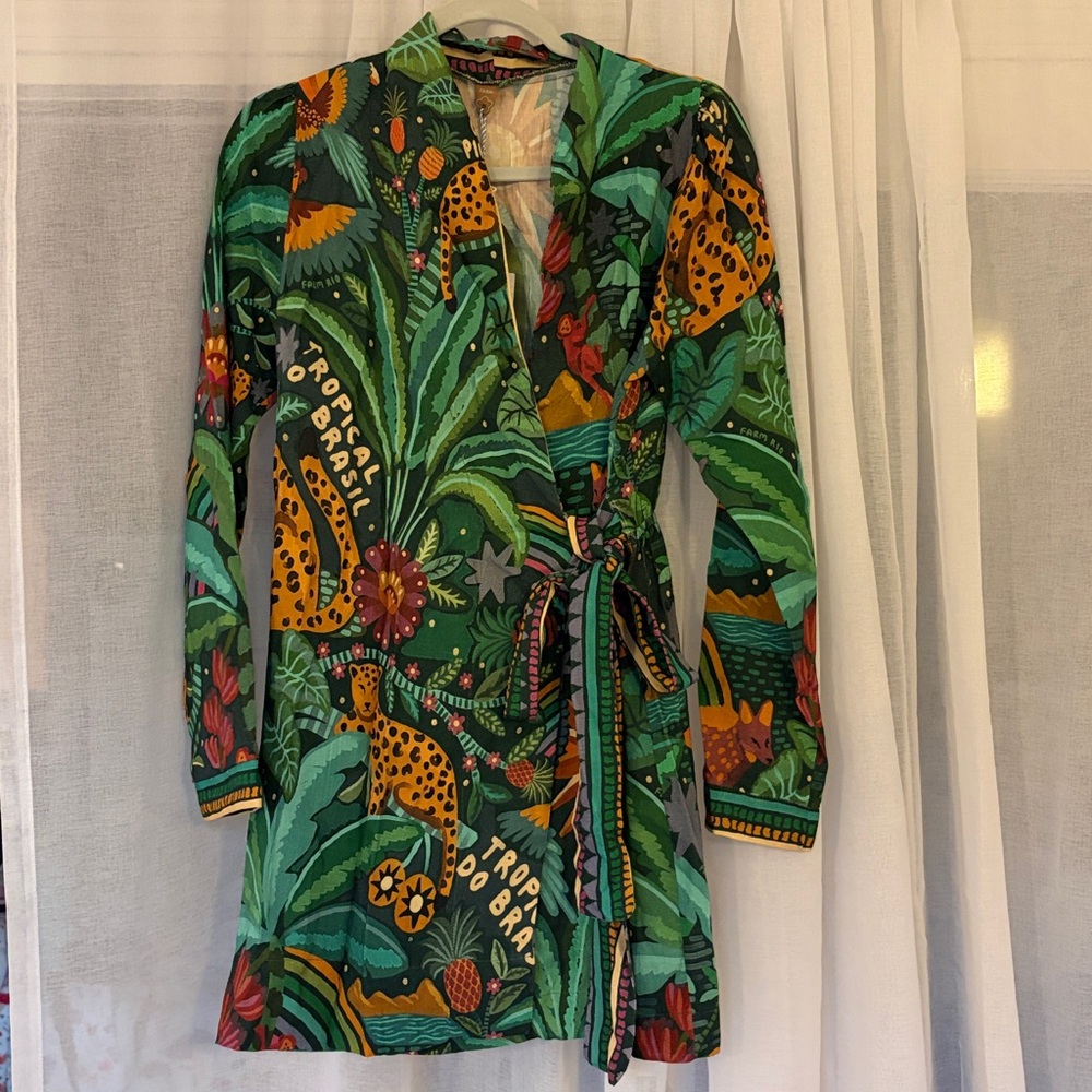 NWT FARM Rio Floral Print Mini Dress – Green Size G (large)